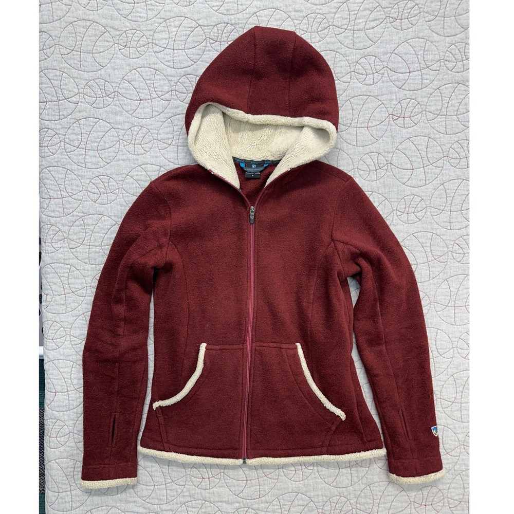 KÜHL Fleece Hoodie Burgundy Alfpaca Sherpa Lined / Women's Small